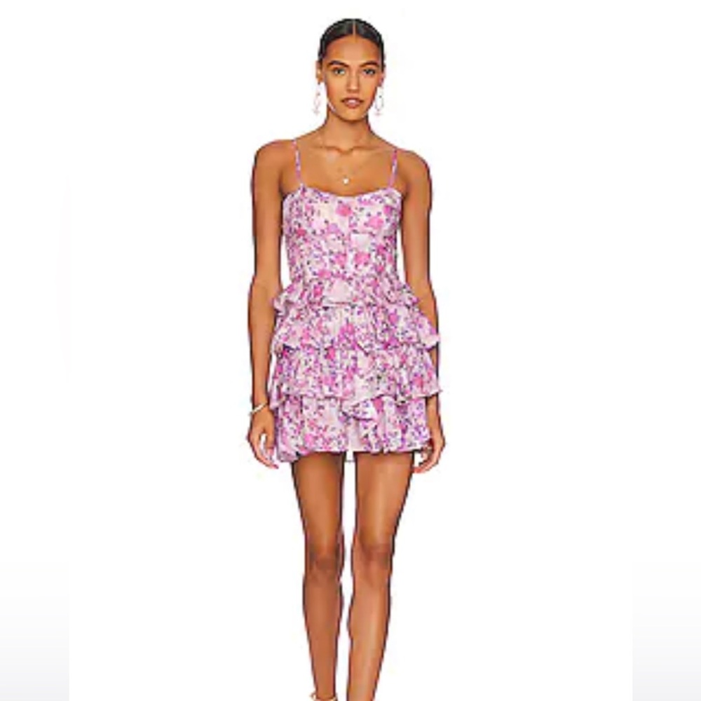 Bardot pink and purple mini dress